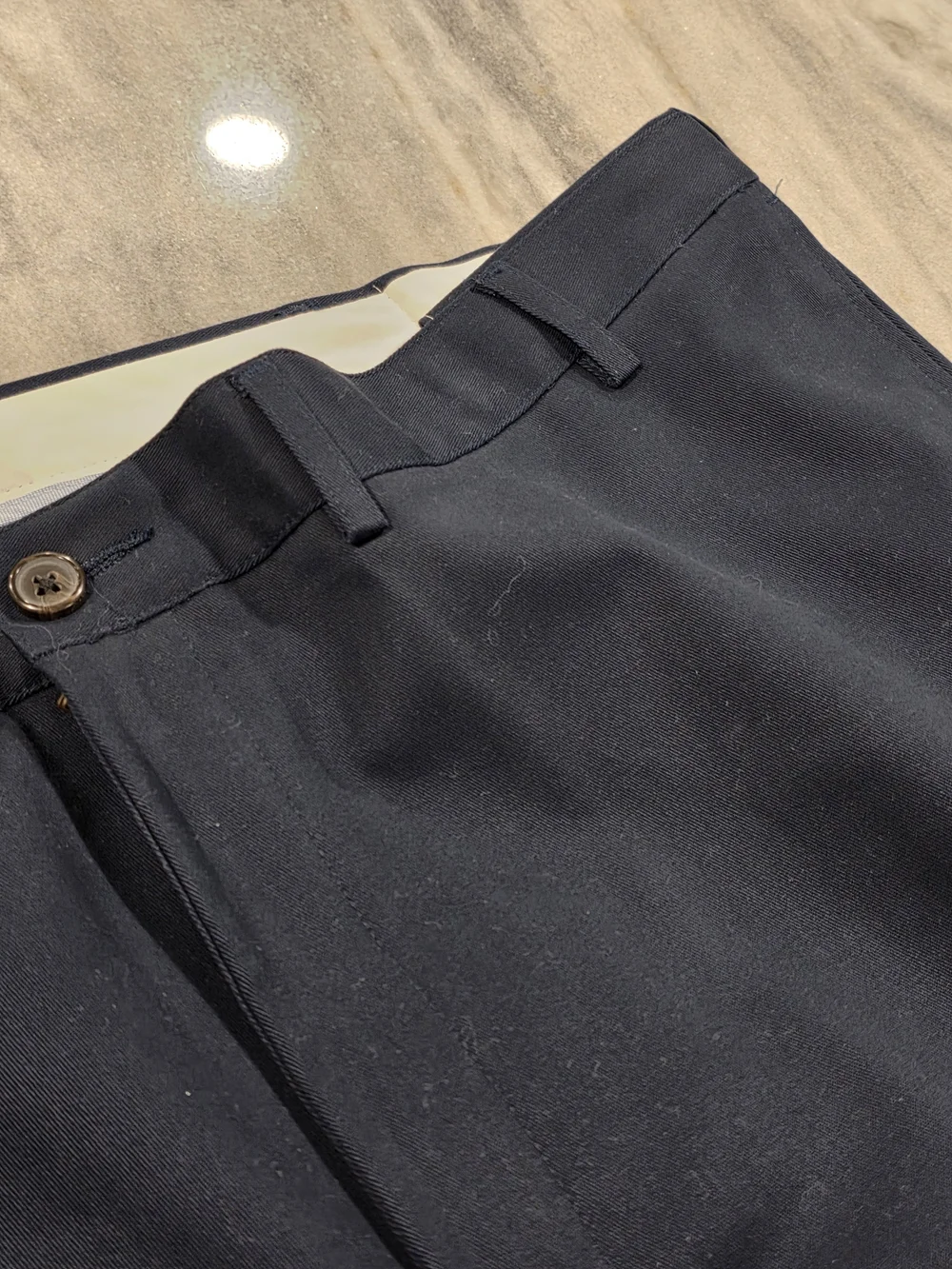 44x29 Men's Land's End Casual Pants Khaki Chino Dark Blue 100% Cotton